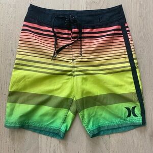 Hurley Shoreline Boys Board Shorts Swim Trunks Striped Multi-color - Size 27